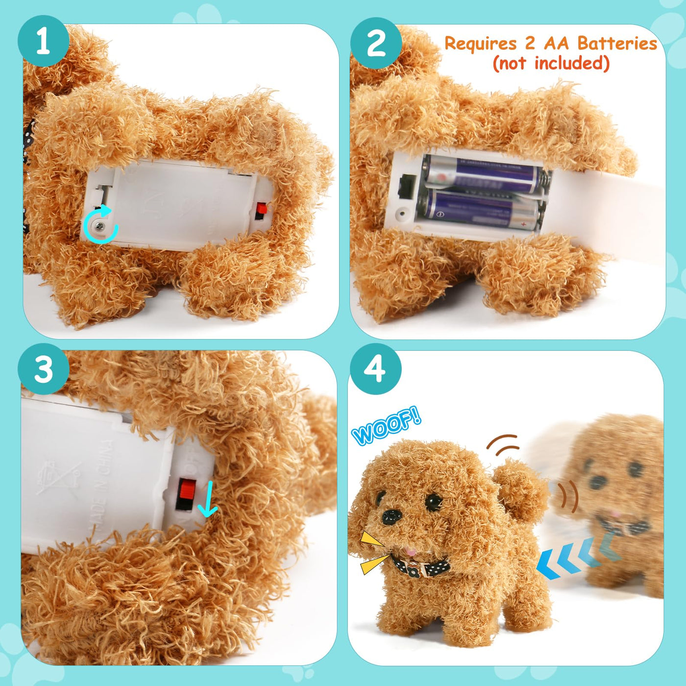 Nuheby Hund Spielzeug Kinder Hund mit Leine der Läuft und Bellt Kuscheltier Hund Elektrischer Hundekäfig, Dog Spiel Spielzeug Mädchen ab 2 3 4 5 Jahre Geschenkideen Klein Spielhund der Läuft und Bellt