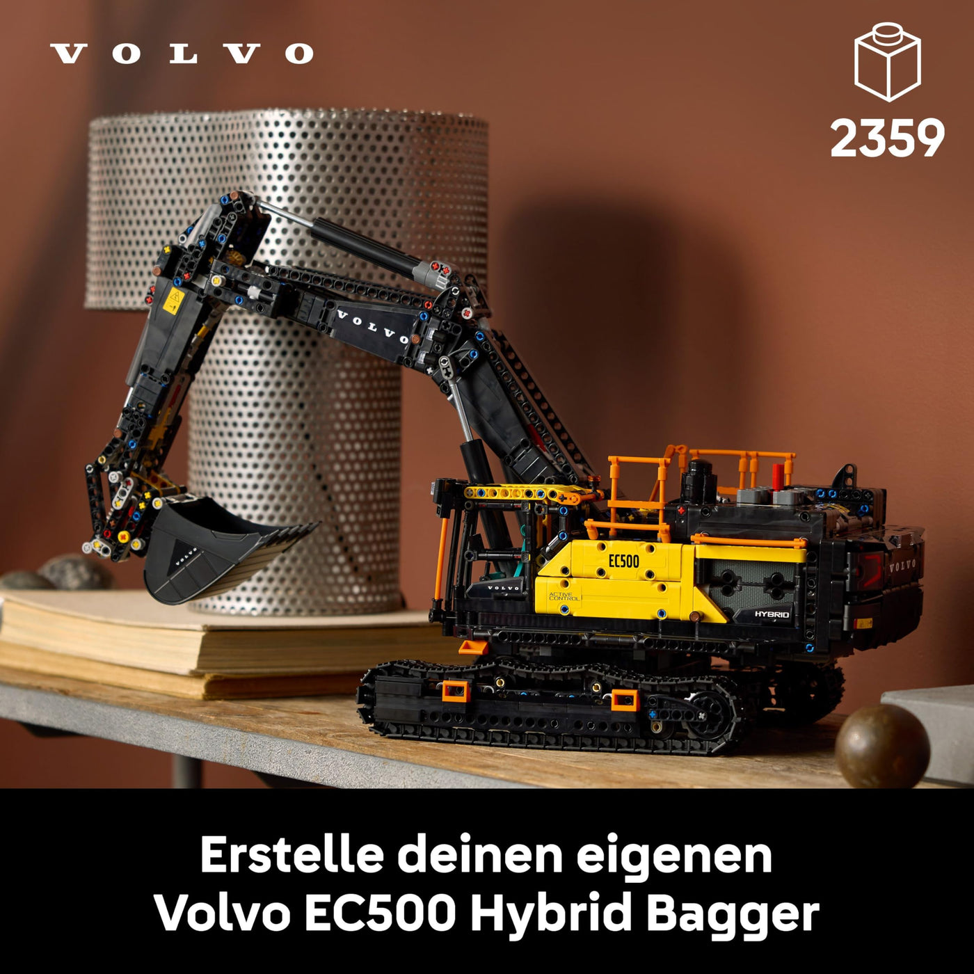 LEGO Technic Volvo EC500 Hybrid-Bagger - Spielzeug Automodell mit Motor für Erwachsene mit beweglichem Ausleger, Kettenantrieb sowie austauschbarem Hammer und Schaufel - Geschenkidee - 42215