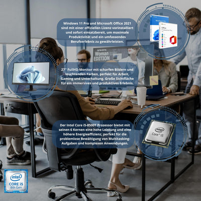 Lenovo Computer All in One 27 Zoll i5 8500 16 GB Ram 1 Tera SSD Win 11 Pro Office 2021 Pro 36 Monate Garantie -c27-40
