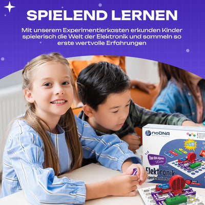 noDNA Elektronik Baukasten Kinder - 300 spannende Experimente für Kinder ab 8 Jahren, Elektro Experimentierkasten ab 8 Jahre inkl. Lernquiz & bebildeter Anleitung – Elektrobaukasten