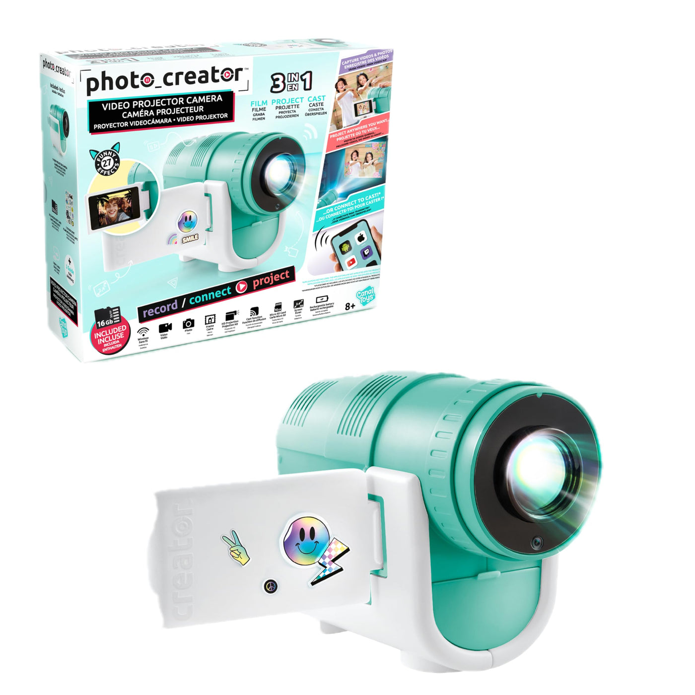 Canal Toys Video Creator – Projektorkamera mit 16 GB Speicherkarte & Cast-Funktion - Camcorder mit Projektor & LCD-Display - für Kinder ab 8 Jahren - kompakt & leicht