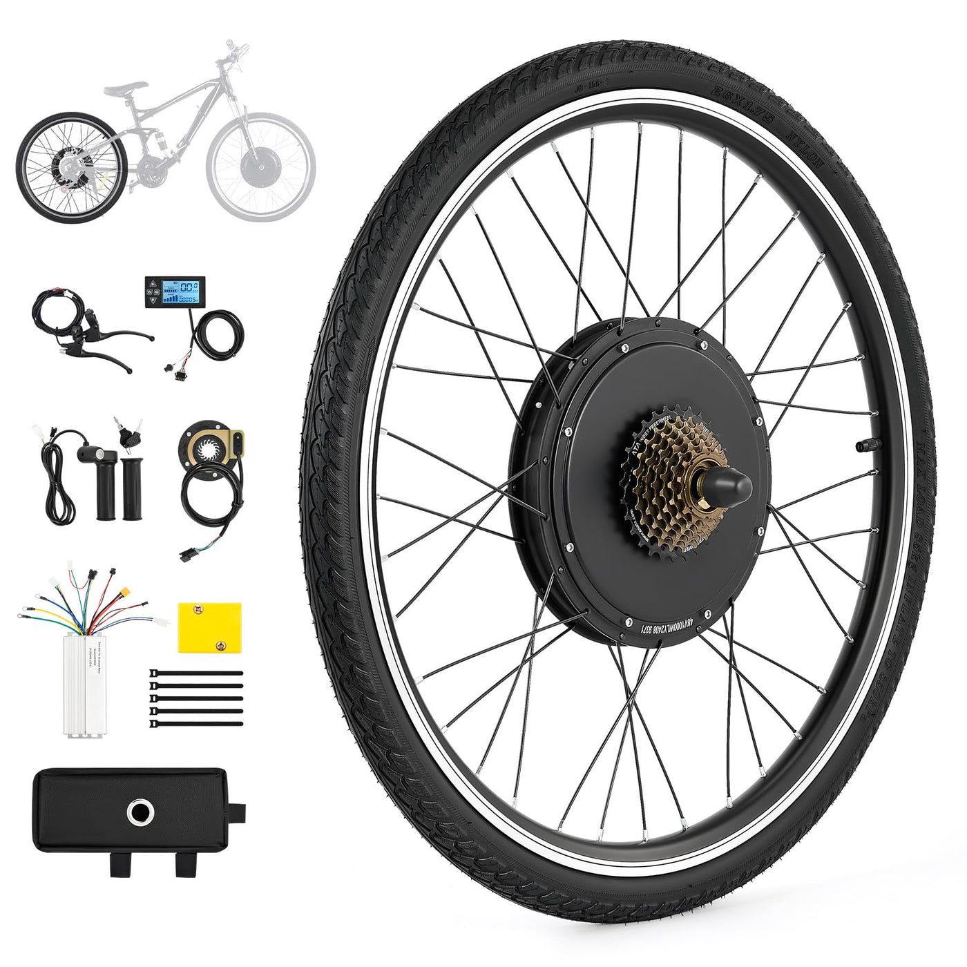 CO-Z 26 Zoll Ebike Umbausatz E-Bike Hinterrad Umbausatz Kit Elektrofahrrad Umbausatz Ebike Conversion Kit Electric Bicycle Umbausatz Pedelec Umbausatz 1000W