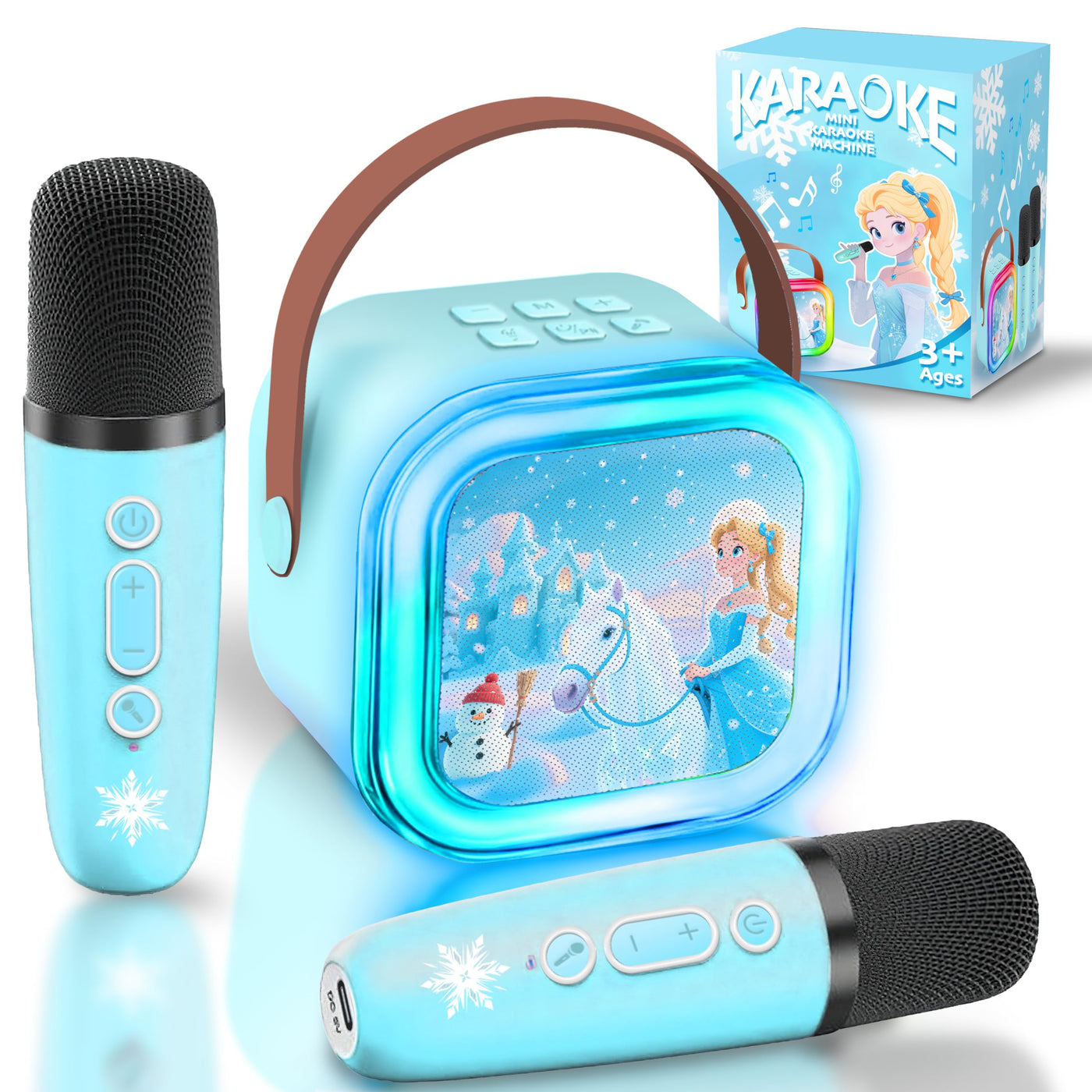 GirliGlee Kinder Mikrofon,Mädchen Spielzeug,Karaoke Maschine für Mädchen,Bluetooth Karaoke Box Anlage mit 2 Mikrofonen, Frozen Geschenke für Mädchen 3 4 5 6 7 8 9 Jahre