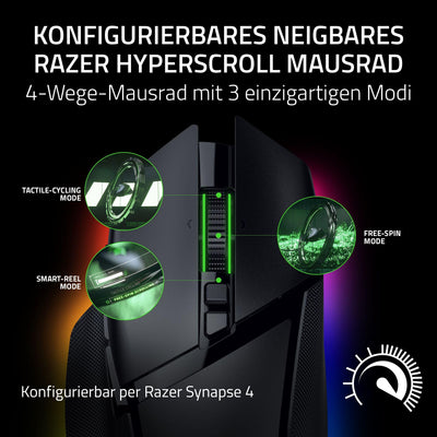 Razer Basilisk V3 Pro 35K - Vollständig anpassbare kabellose ergonomische Gaming-Maus mit Chroma RGB - 35K optischer Sensor (konfigurierbares Rad, 1K Hz Polling-Rate, 13 anpassbare Tasten) Schwarz