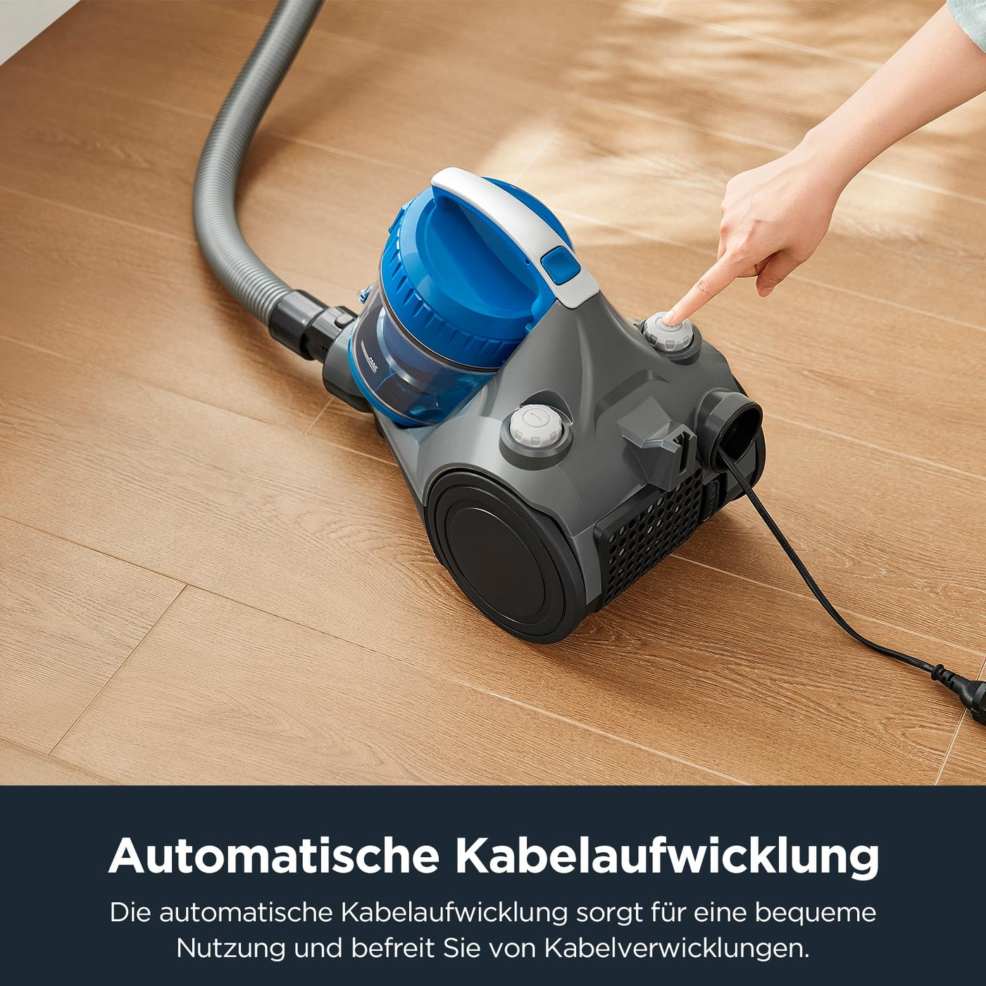 Eureka WhirlWind Staubsauger Beutellos, Leistungsstark, Kompakt und Leicht, für Hartböden und Teppich, HEPA-Filter, 8m Aktionsradius, 700W, 1,5L, Blau