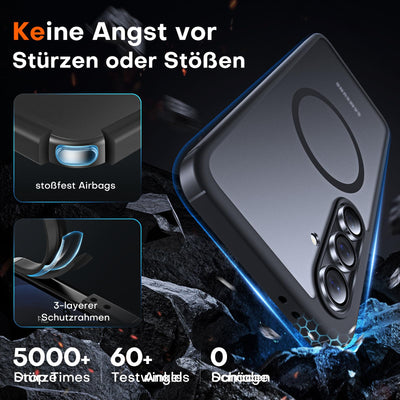TOCOL für Samsung Galaxy S24 FE Hülle für Magsafe, Schutz in Militärqualität, Stoßfest Kratzfest Handyhülle für Galaxy S24 FE 5G Case, Schwarz
