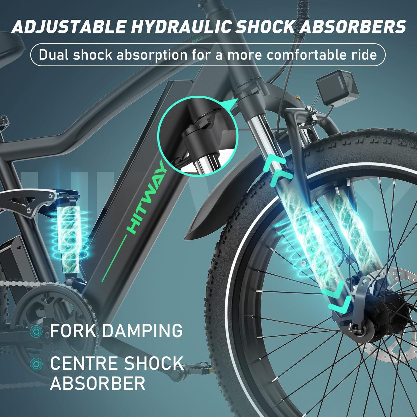 HITWAY E Bike Elektrofahrrad für Erwachsene 26 Zoll 4.0 Fat Tire Ebikes, 48V 15Ah Mountain E-MTB Fahrrad,Pedelec,7 Gang,bis 70-150km