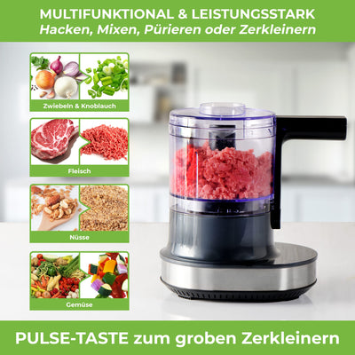 NUTRI-CHOPPER 4D Zerkleinerer Küche elektrisch mit AUTO-BLADE Funktion – BPA-frei – Deutsche Marke – Food Processor Universalzerkleiner Multizerkleinerer Zwiebel Fleisch Nüsse Pesto