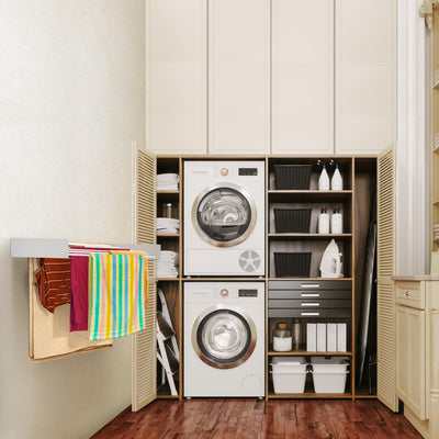 Step Up Wäscheständer - wandmontiert - ausziehbar - Wäscheständer klappbar, faltbar für drinnen oder draußen - platzsparendes, kompaktes Design, 30 kg Tragkraft, 8.4 m Leitung (120 cm - weiß)