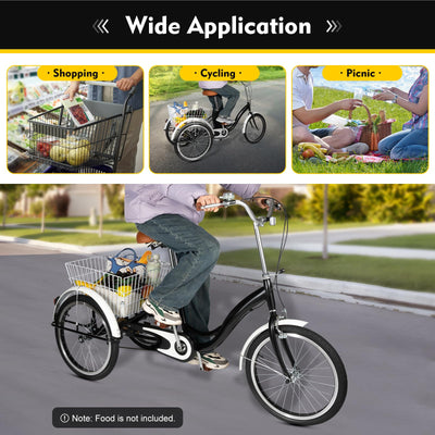 NadineDutol 20 Zoll 1-Gang-Erwachsenen-Dreirad, Senioren-Einkaufs-Dreirad, Cruising-City-Bike Premium-Klapprad geeignet für Outdoor-Sport, Shopping, Freizeit, geeignet für Männer Frauen