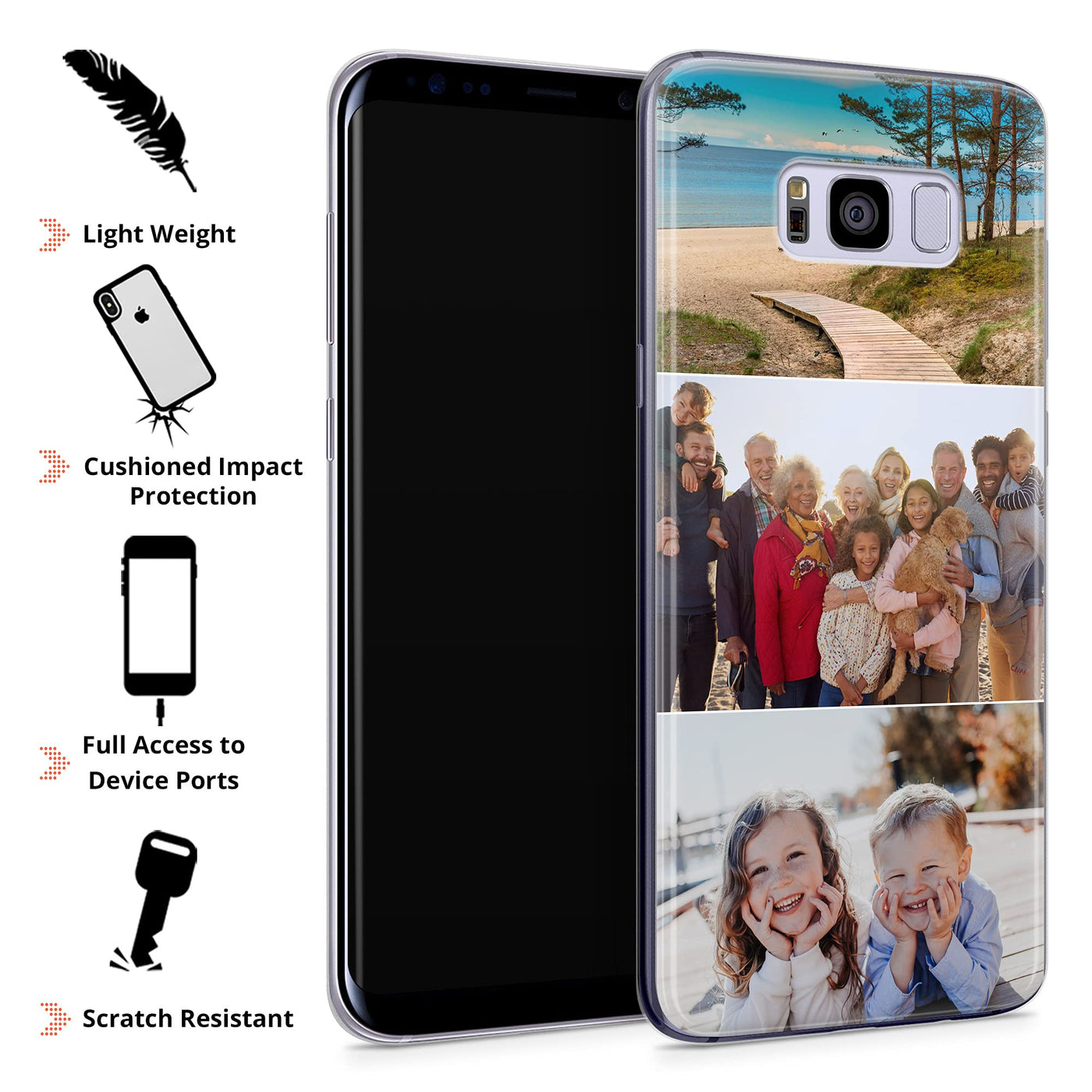 TULLUN Personalisierte Handyhülle für Samsung Galaxy A35 - Ihr Eigenes Collage Bild Foto Idee Design Stil Brauch Soft Gel Schutzhülle HandyHülle - Collage mit 3 horizontalen Fotos
