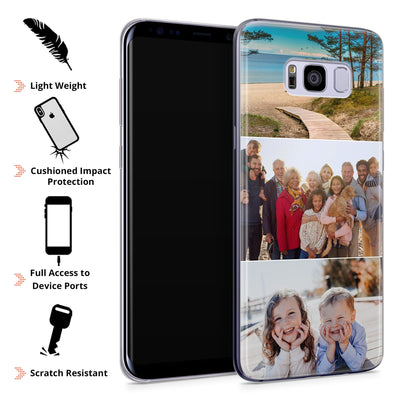 TULLUN Personalisierte Handyhülle für Samsung Galaxy A35 - Ihr Eigenes Collage Bild Foto Idee Design Stil Brauch Soft Gel Schutzhülle HandyHülle - Collage mit 3 horizontalen Fotos