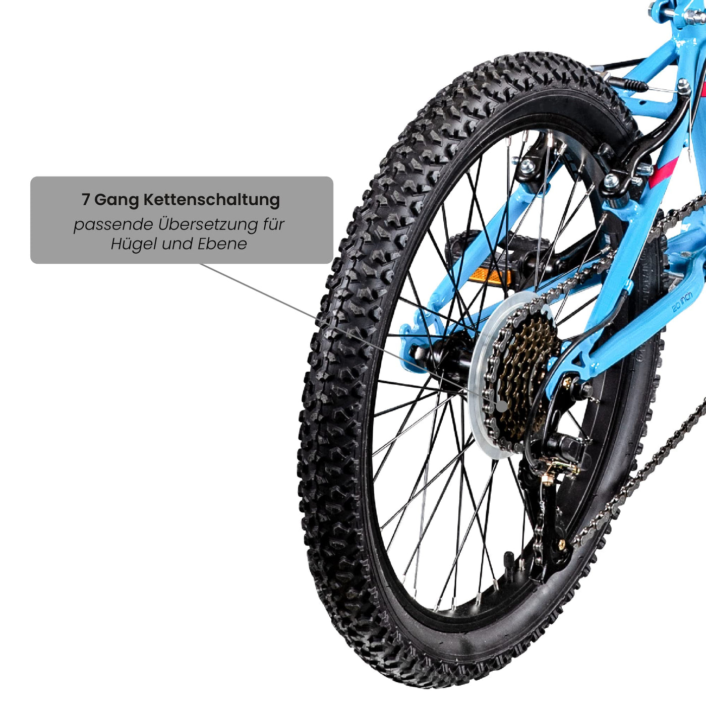 Galano GA20 Kinder Fahrrad ab 120-135cm oder 6 Jahre 7 Gang Mountainbike 20 Zoll für Mädchen oder Jungen Kinderfahrrad Hardtail MTB vorne gefedert, leicht (blau, 26 cm)