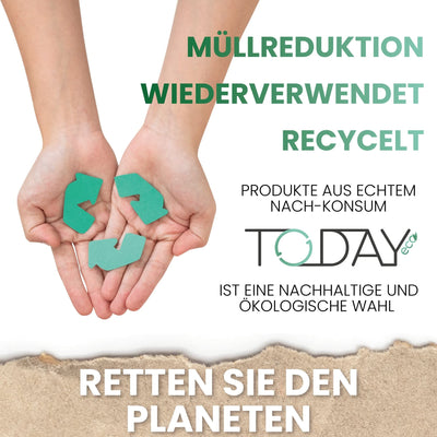 Today Eco - Fusselrolle 16 Rollen + Deckel + 2 Abroller 95% recyceltes Material - Fusselrolle Tierhaare Easy-Peel - Geeignet für Haare, Staub, Kleidung, Tierhare