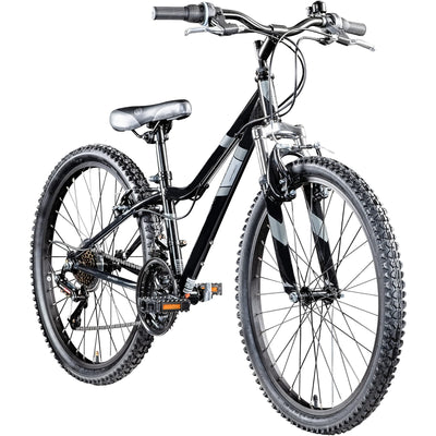 Galano GA20 Mountainbike 24 Zoll Jungen Mädchen Fahrrad für Jugendliche Jugendfahrrad MTB Hardtail Jugend Kinder Fahrrad ab 8 Jahre Mountain Bike 21 Gänge (schwarz/grau, 30 cm)