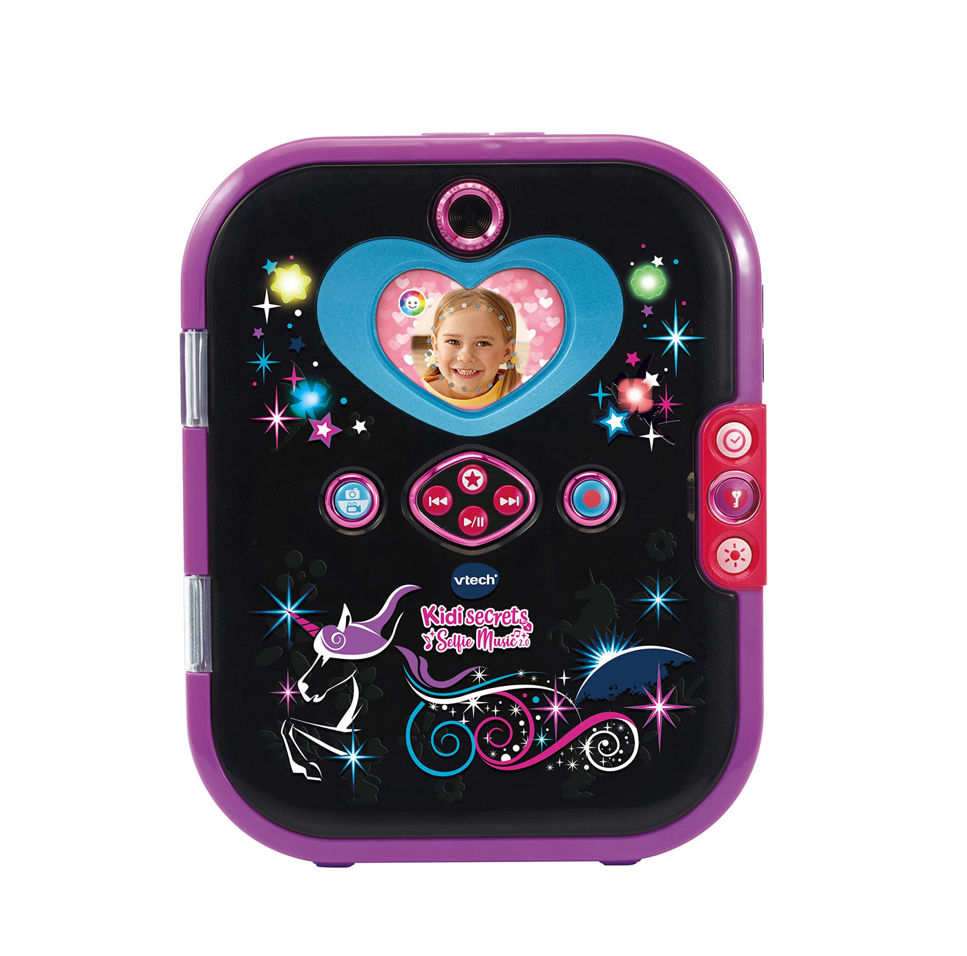 Vtech Kidisecrets Selfie Music 2.0 black – Kindertagebuch mit 2 Kameras, MP3-Player, Gesichtserkennung, Leuchteffekten und vielem mehr – Für Kinder von 6-12 Jahren