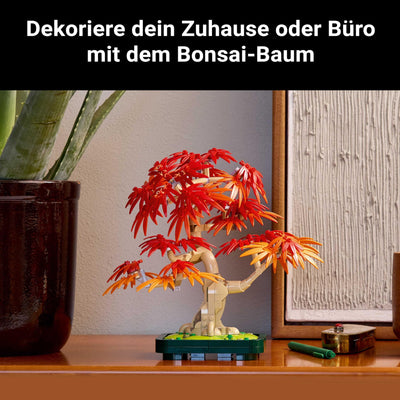 LEGO Botanicals Japanischer Roter Ahorn – Bonsai-Baum - Künstliche Pflanzen Bauset mit roten & orangen Blättern, Plus Schale - Home Dekor - Geschenkidee für Erwachsene - 10348
