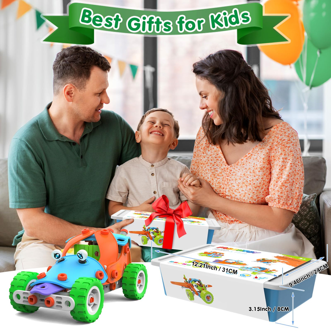 Konstruktionsspielzeug Set mit Werkzeugen,STEM Bauspielzeug für Kinder 4-8 Jahr,Bausteine Bauset für Jungen,Lernspiele Kreative Kinderspiele Kinderspielzeug Geschenk für 4 5 6 7 8 9 Jahre（10 Modelles）