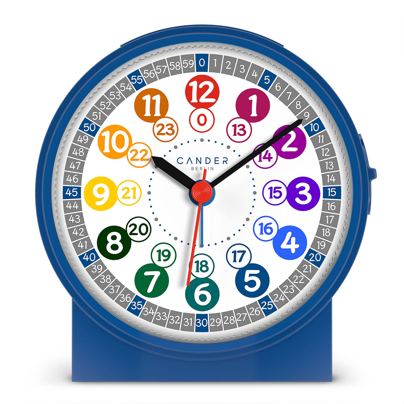 Cander Berlin MNU 1009 J Kinderwecker Wecker Kinder lautlos blau geräuschlos Lernuhr Kinderuhr Licht Snooze Tischuhr Beleuchtung geräuscharm Schlummer