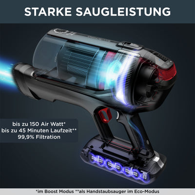 Rowenta X-Force Flex 12.60 Animal, Kabelloser Staubsauger mit Tierhaar-Zubehör, Flex-Gelenk, bis zu 150 AirWatt und 45 min Akku-Laufzeit, RH98A8WO, Rot/Schwarz