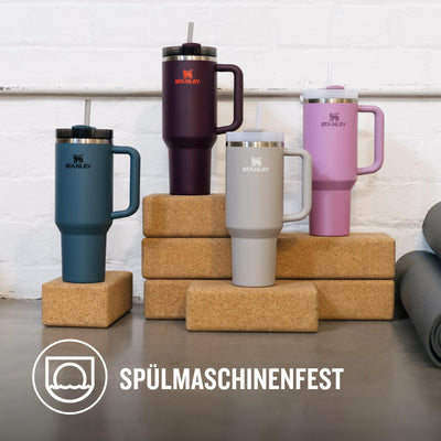 Stanley Quencher H2.0 FlowState Trinkflasche mit Strohhalm 1.2L - Thermobecher Kühlt 11 Stunden - 48 Stunden Eisgekühlt - Spülmaschinenfest - Thermosflasche BPA Frei - Kaffeebecher To Go - Ash