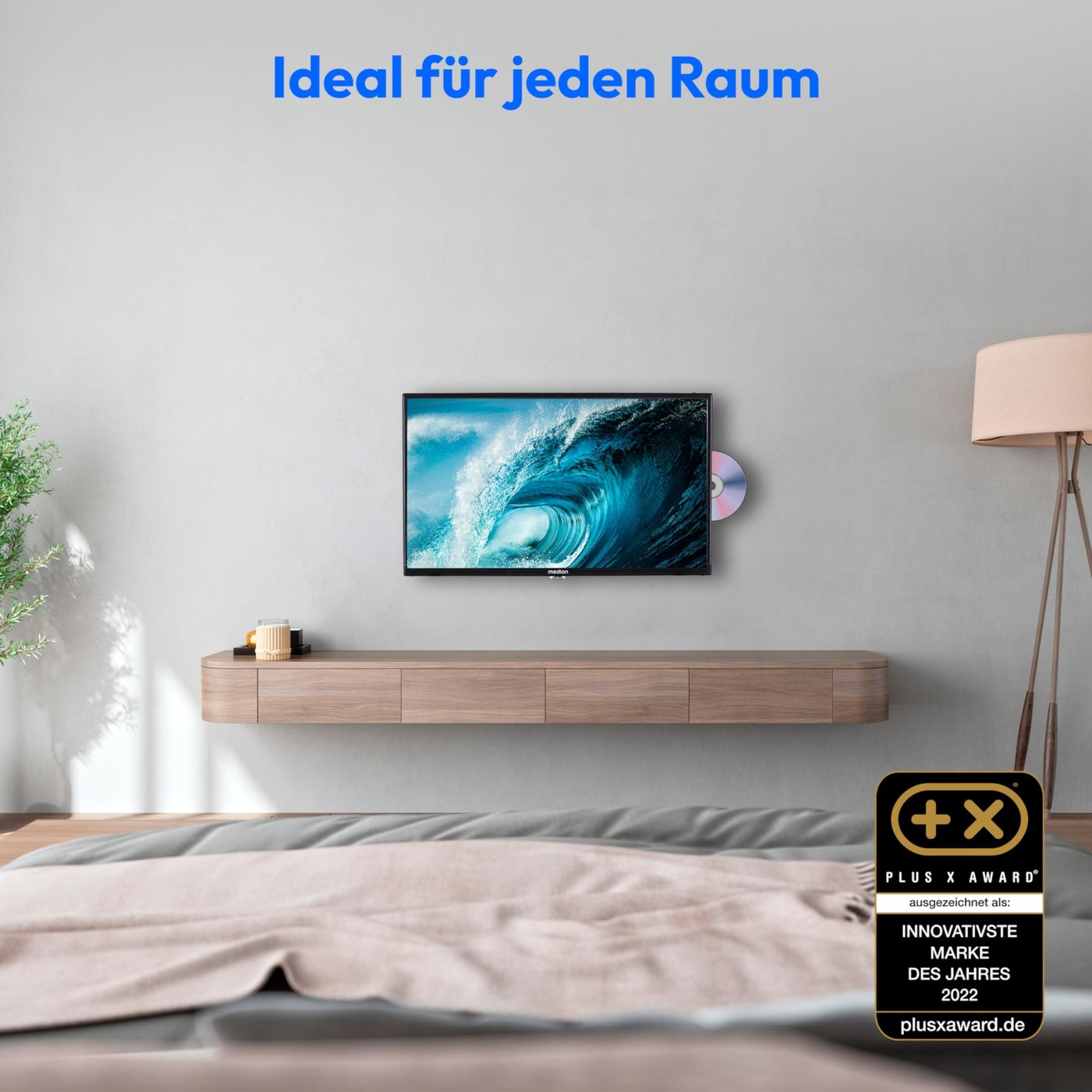 MEDION E12422 (MD 20114) 59,9 cm (24 Zoll) Full HD Fernseher mit DVD-Player (perfekt für Camping Wohnmobil LKW Garten, 12V KFZ Car-Adapter, Triple Tuner Receiver)