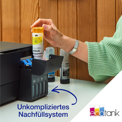 Epson EcoTank ET-2862 DIN-A4-Multifunktions-WLAN-Tintentankdrucker, mit einem im Lieferumfang enthaltenen Vorrat an Tinten von bis zu 3 Jahren