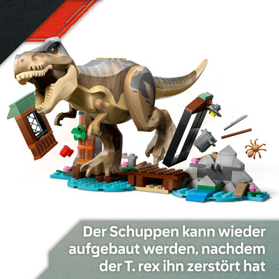 LEGO Jurassic World Flucht vor dem T.Rex – Interaktives Spielzeug mit Dinosaurier-Figur, Boot, ATV und 2 Minifiguren – Geschenk für Jungen und Mädchen ab 5 Jahren – 76975