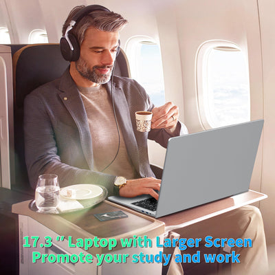 Fsjun17.3 Zoll Laptop, Celeron N5095 bis 2,9 GHz, 16GB RAM, 512GB SSD, FHD IPS, Fingerabdruck, Beleuchtete Tastatur, Mini HDMI, 3× USB 3.0 (Silber, 16+512GB)