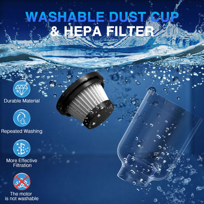 Pourbibi Handstaubsauger, 12000Pa Handstaubsauger Akku Kabellos Nass&Trocken mit 2 Waschbar HEPA-Filter, Autostaubsauger Stark, 2 in 1 Staubsauger Gebläse Für Auto, Haus & Tierhaar Reinigung (No.50)