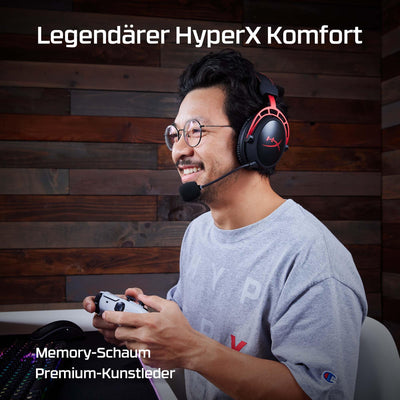 HyperX Cloud Alpha Wireless Gaming-Headset , 300h Akkulaufzeit, DTS Headphone mit 3D Audio, Dual Chamber Treiber, 2,4 GHz kabellos, Abnehmbares Mikrofon mit Geräuschunterdrückung, Schwarz-Rot