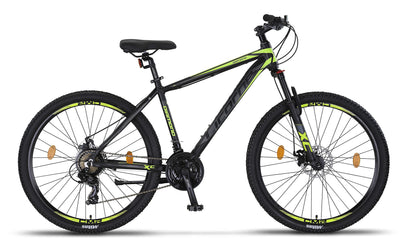 Licorne Bike Diamond Premium Mountainbike Aluminium, Fahrrad für Jungen, Mädchen, Herren und Damen - 21 Gang-Schaltung - Scheibenbremse Herrenrad – einstellbare Vordergabel (27.5, Schwarz-Lime)