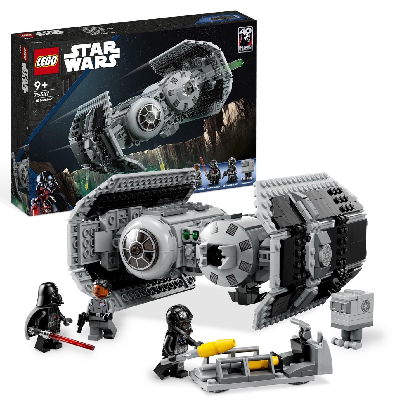 LEGO 75347 Star Wars TIE Bombe Spielzeug mit Darth Vader Minifigur mit Lichtschwert und Gonk-Droide, Starfighter Modell - Geschenk für Jungen und Mädchen ab 9 Jahren