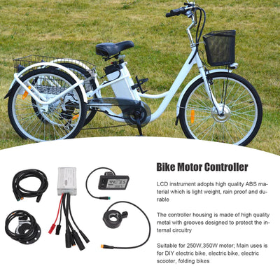 BuyWeek E-Bike-Umrüstsatz, 15 A 36 V 48 V Fahrradmotor-Controller mit S866-Panel 1 auf 2 Kabel-Controller-Kit für E-Bike
