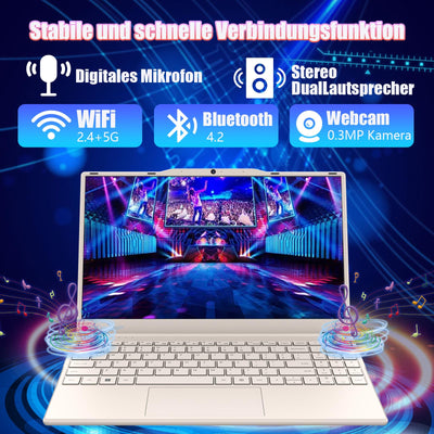 2025 Neueste Tragbarer Laptop für Studenten und Unternehmen,14 Zoll Notebook Computer FHD IPS Display,8GB RAM 256GB SSD,Celeron N5095(Bis zu 2.9GHz,Beats N4020),QWERTY Numerische Tastatur,WiFi,Webcam