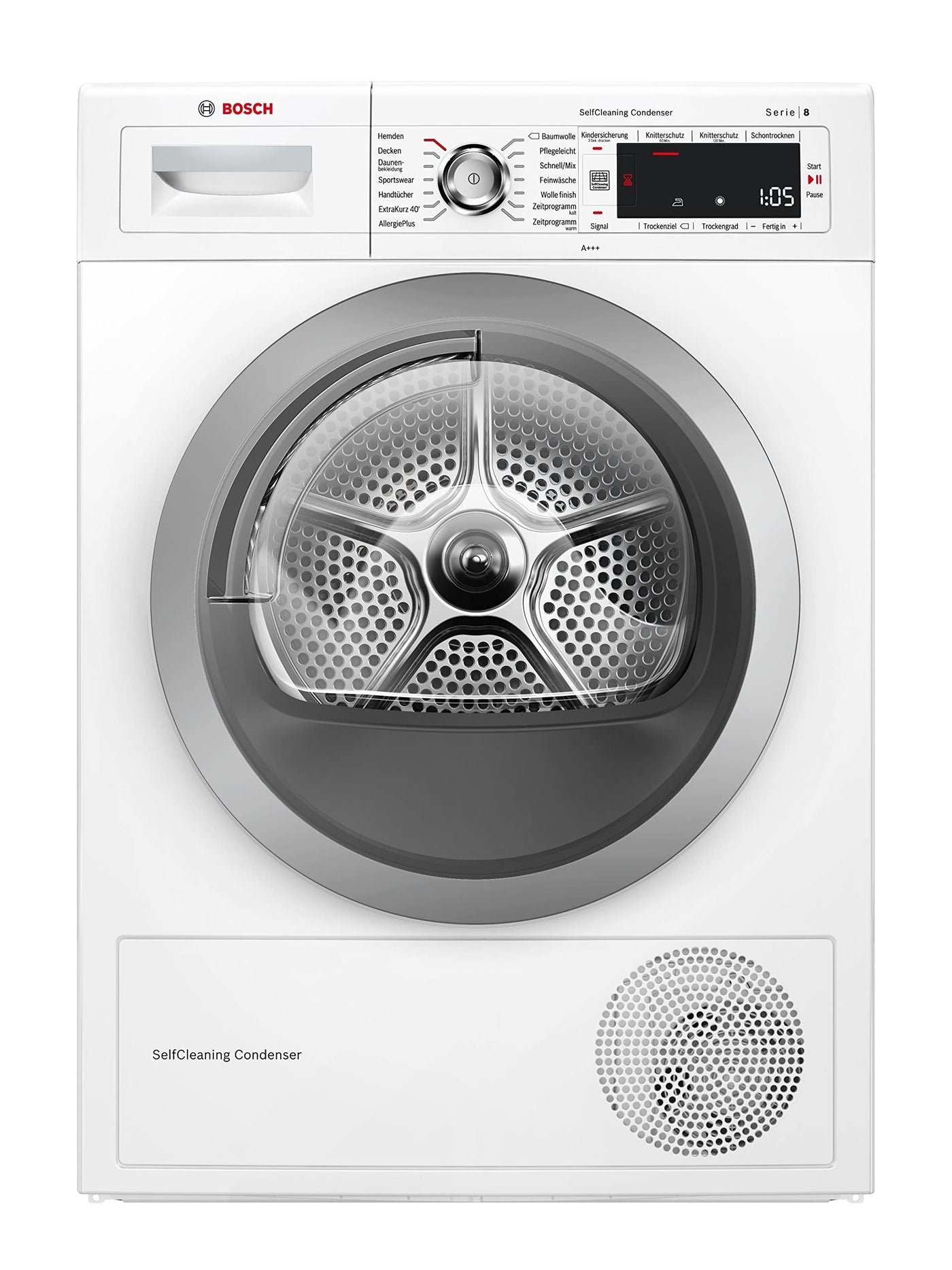 BOSCH WQB235B40 Wäschetrockner Serie 8, Wärmepumpentrockner mit 8kg Fassungsvermögen, AutoDry, SmartDry, Home Connect, AntiVibration Design, Sensitive Drying System, Weiß, 60cm