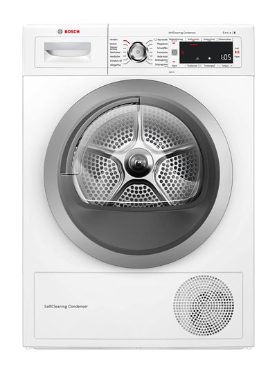 BOSCH WQB235B40 Wäschetrockner Serie 8, Wärmepumpentrockner mit 8kg Fassungsvermögen, AutoDry, SmartDry, Home Connect, AntiVibration Design, Sensitive Drying System, Weiß, 60cm