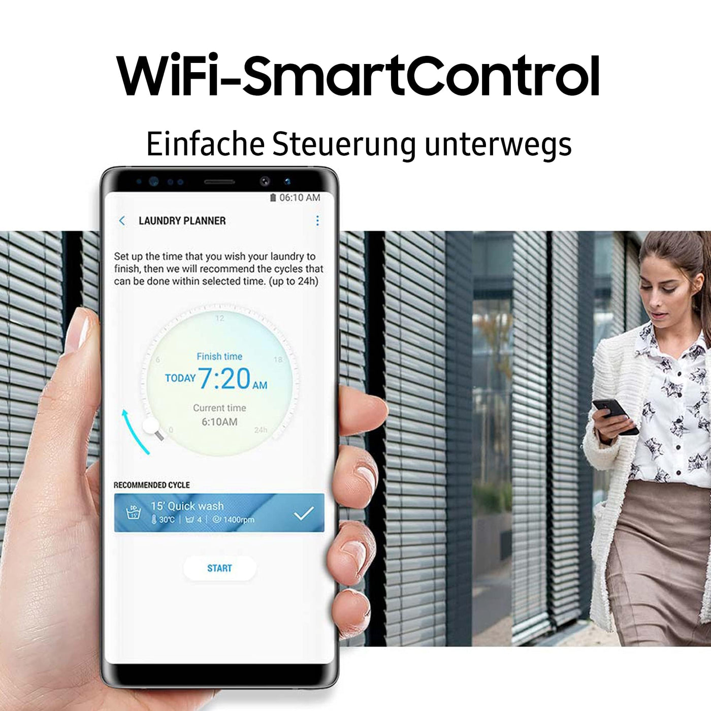 Samsung WD81T554ABW/S2 Waschtrockner, 10,5/6 kg, 1400 U/min, AddWash, Ecobubble, Simple Control-Bedienkonzept, Air Wash, Hygiene-Dampfprogramm, Weiß