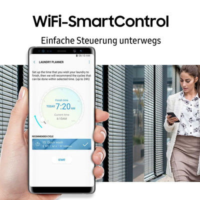 Samsung WD81T554ABW/S2 Waschtrockner, 10,5/6 kg, 1400 U/min, AddWash, Ecobubble, Simple Control-Bedienkonzept, Air Wash, Hygiene-Dampfprogramm, Weiß