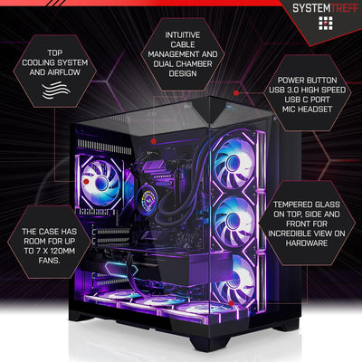 SYSTEMTREFF Gaming Komplett PC Set Intel Core i9-14900KF 24x6GHz | Nvidia RTX 4070 Super 12GB DX12 | 2TB M.2 NVMe | 64GB DDR5 RAM | WLAN Desktop Paket Computer für Gamer, Gaming
