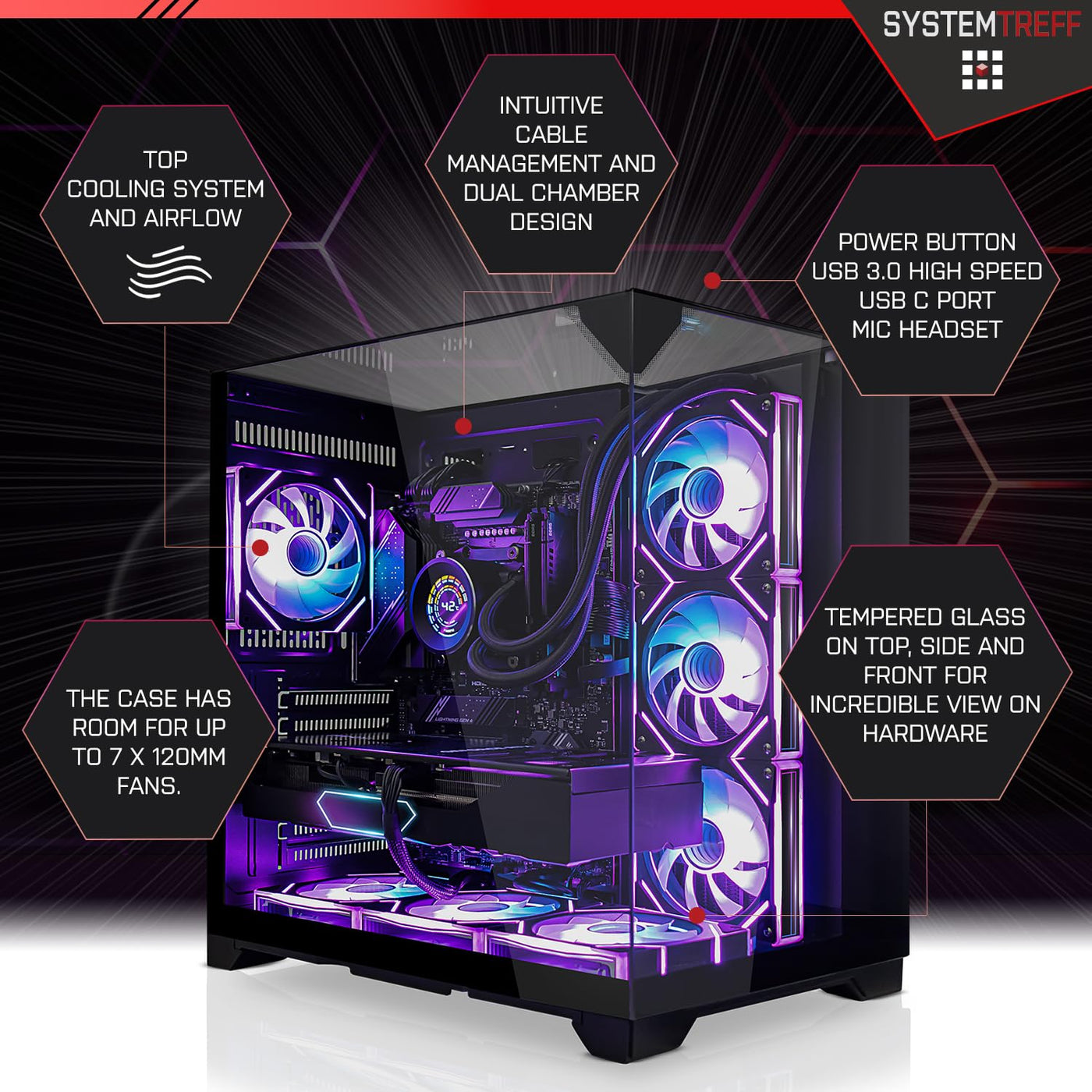 SYSTEMTREFF High-End Gaming PC Intel Core i9-14900KF 24x6GHz | Nvidia RTX 4070 Ti Super 16GB DX12 | 1TB M.2 NVMe | 32GB DDR5 RAM | WLAN Desktop Computer Rechner für Gamer, Zocker & Streamer