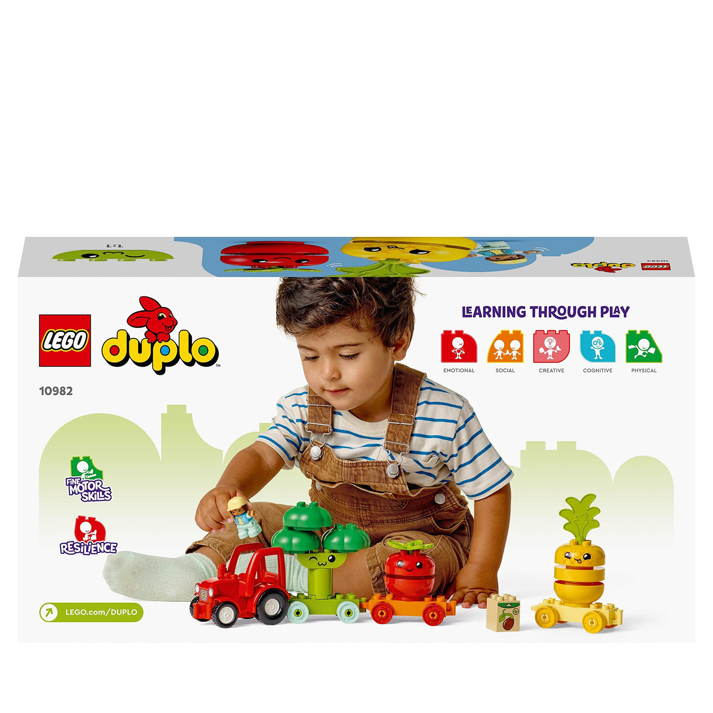 LEGO DUPLO My First Obst- und Gemüse-Traktor, Geschenk Spielzeug zum Basteln, Sortieren und Stapeln für Babys und Kleinkinder im Alter ab 1,5 Jahren, Lernspielzeug 10982