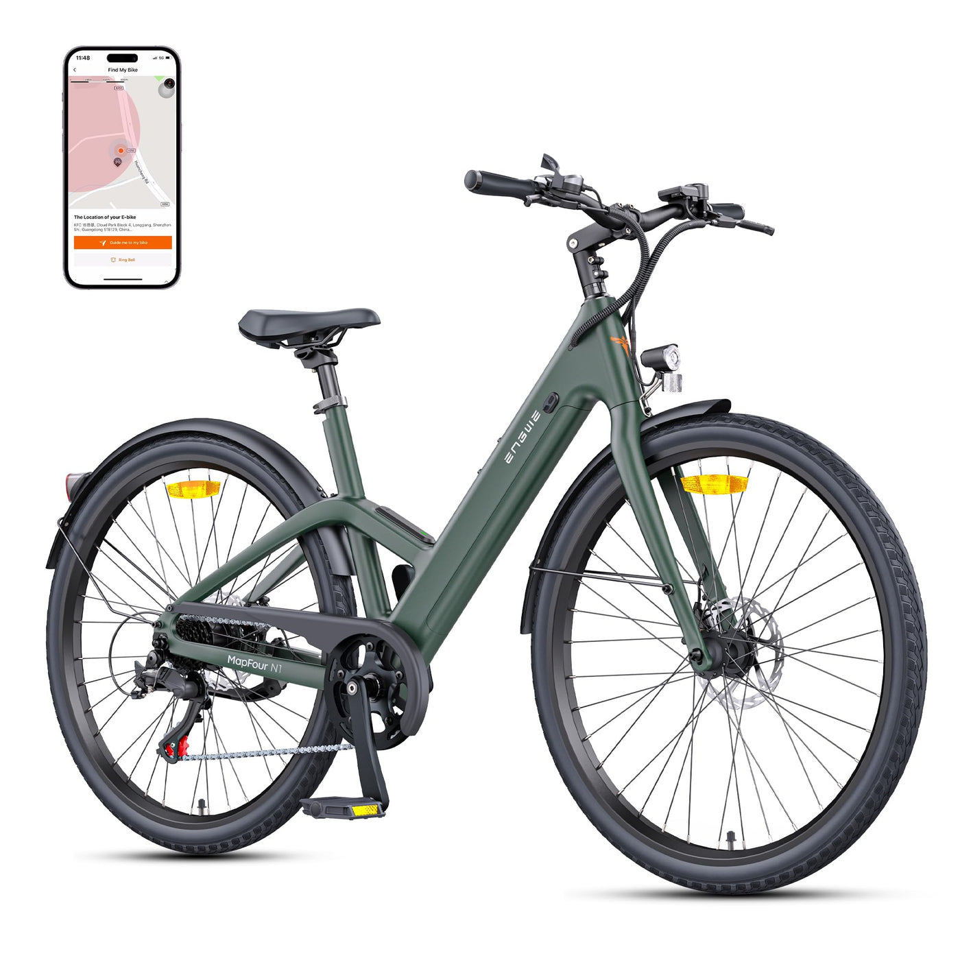 ENGWE E Bike Herren Elektrofahrräder-Ebike mit 36V 10Ah Akku, E Bike mit Drehmomentunterstützung, 7-Gang Getriebe mit APP & Bluetooth, Innenläufermotor bis 100km
