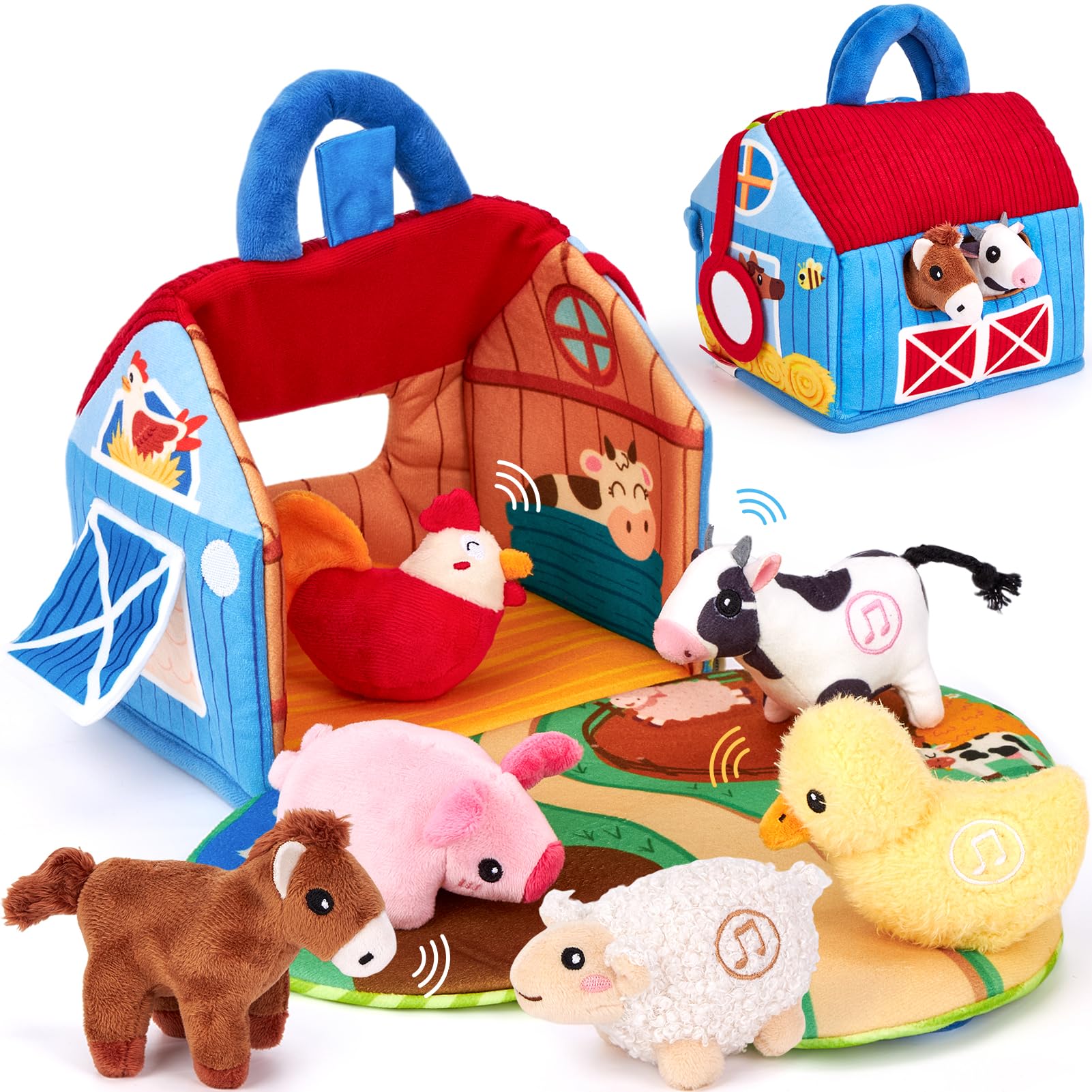 scheune spielzeug hahaland Bauernhof Baby Spielzeug 6 Monate mit 2-in-1 Scheunen & Spiel