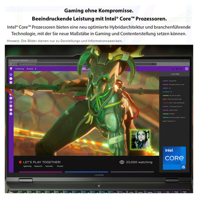 Lenovo Legion Pro 5i Gaming Laptop, Intel Core i5-14500HX, 64 GB DDR5 RAM, 2 TB PCIe SSD, 16" WQXGA, NVIDIA GeForce RTX 4050, Backlit QWERTZ Tastatur, Windows 11 Home, Grey