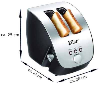 Edelstahl Toaster | 2 Scheiben Toaster | Design Toaster | Schräg Ttoaster | Toastautomat | Röstautomat | 1000 Watt | Edelstahl-Gehäuse | Stufenlos einstellbar | INOX-Design |