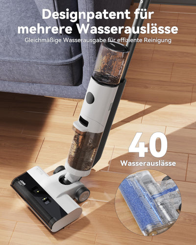JONR ED12 Nass Trockensauger, Selbstreinigung Kabelloser Bodenreiniger, Leicht Wischsauger Kabellos für Hartböden, Tierhaare, Essensreste – Rundum Saubere Reinigung ohne Auslass