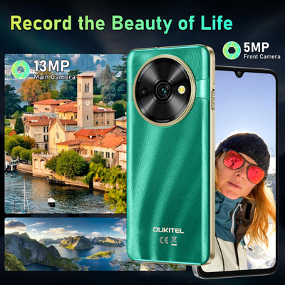 OUKITEL C59 Smartphone Ohne Vertrag Android 15, 10000mAh Handy Ohne Vertrag, 6.88 Zoll 90Hz Simlockfreie Handys, 16GB+128GB, 120LM Taschenlampe, 13MP+5MP Kamera, Dual 4G SIM/Fingerabdruck/OTG/Face ID