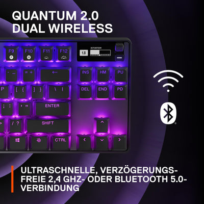 SteelSeries Apex Pro TKL Wireless HyperMagnetic Gaming-Tastatur – E-Sports TKL-Formfaktor – Anpassbares Ansprechverhalten – PBT-Keycaps – Bluetooth – 2,4 GHz– USB-C – Deutsches Tastatur (QWERTZ)