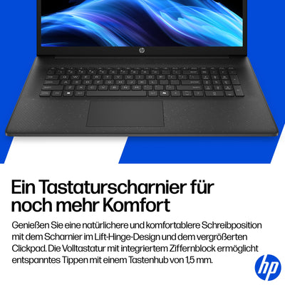 HP Laptop mit 17,3" FHD Display, AMD Ryzen 3 7320U, 8 GB DDR5 RAM, 512 GB SSD, AMD Radeon Grafik, Windows 11, QWERTZ, Silber inkl. 25 GB Dropbox-Speicher für 12 Monate
